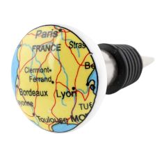 France Map Flat Ceramic Wine Bottle Stopper